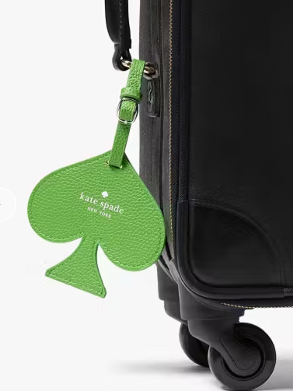 NWT💚Kate Spade Leather Luggage Tag Green Spade Shape Travel Work Gift Paper Bag - Picture 4 of 4